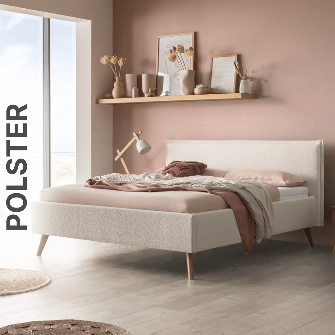 Polsterbett in creme weiß